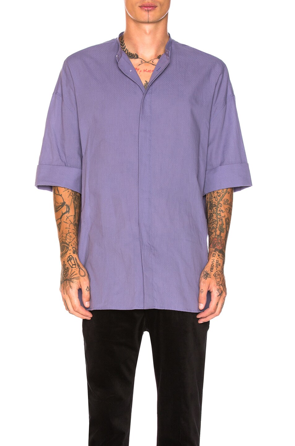 Image 1 of Haider Ackermann Short Sleeved Oversized Shirt in Lilac