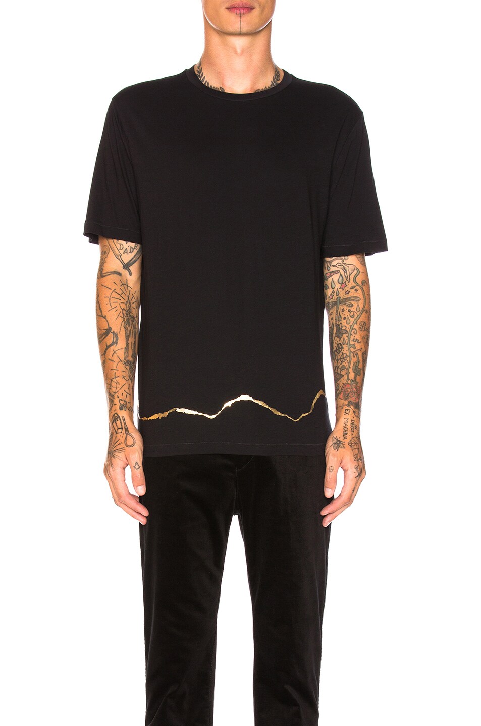 Image 1 of Haider Ackermann Perfusion Tee in Black & Gold