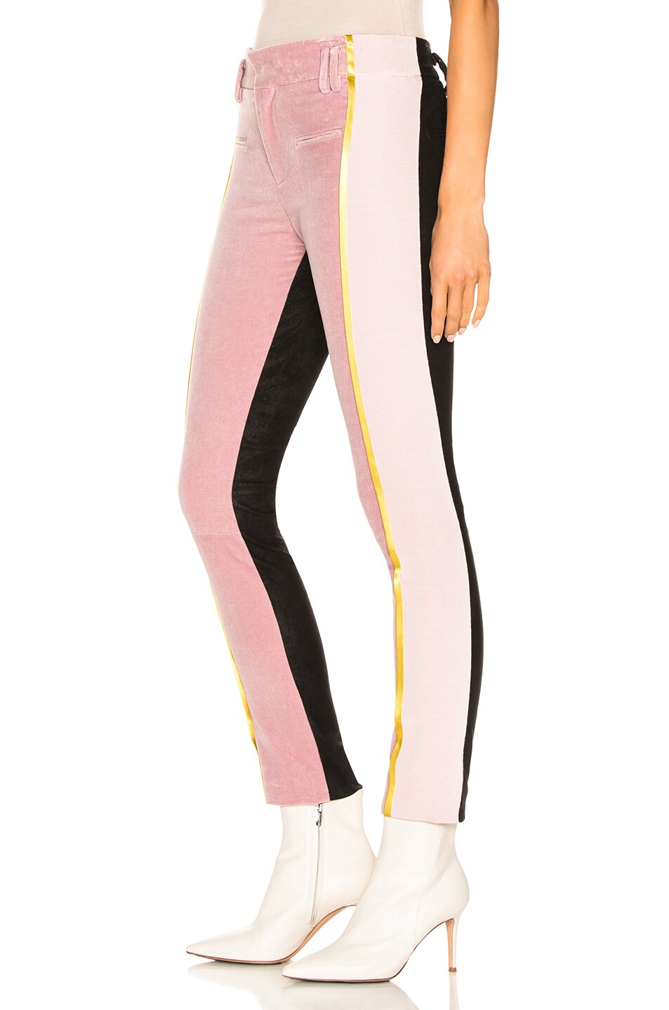 Image 1 of Haider Ackermann Side Stripe Two Tone Trousers in Pale Rose & Black