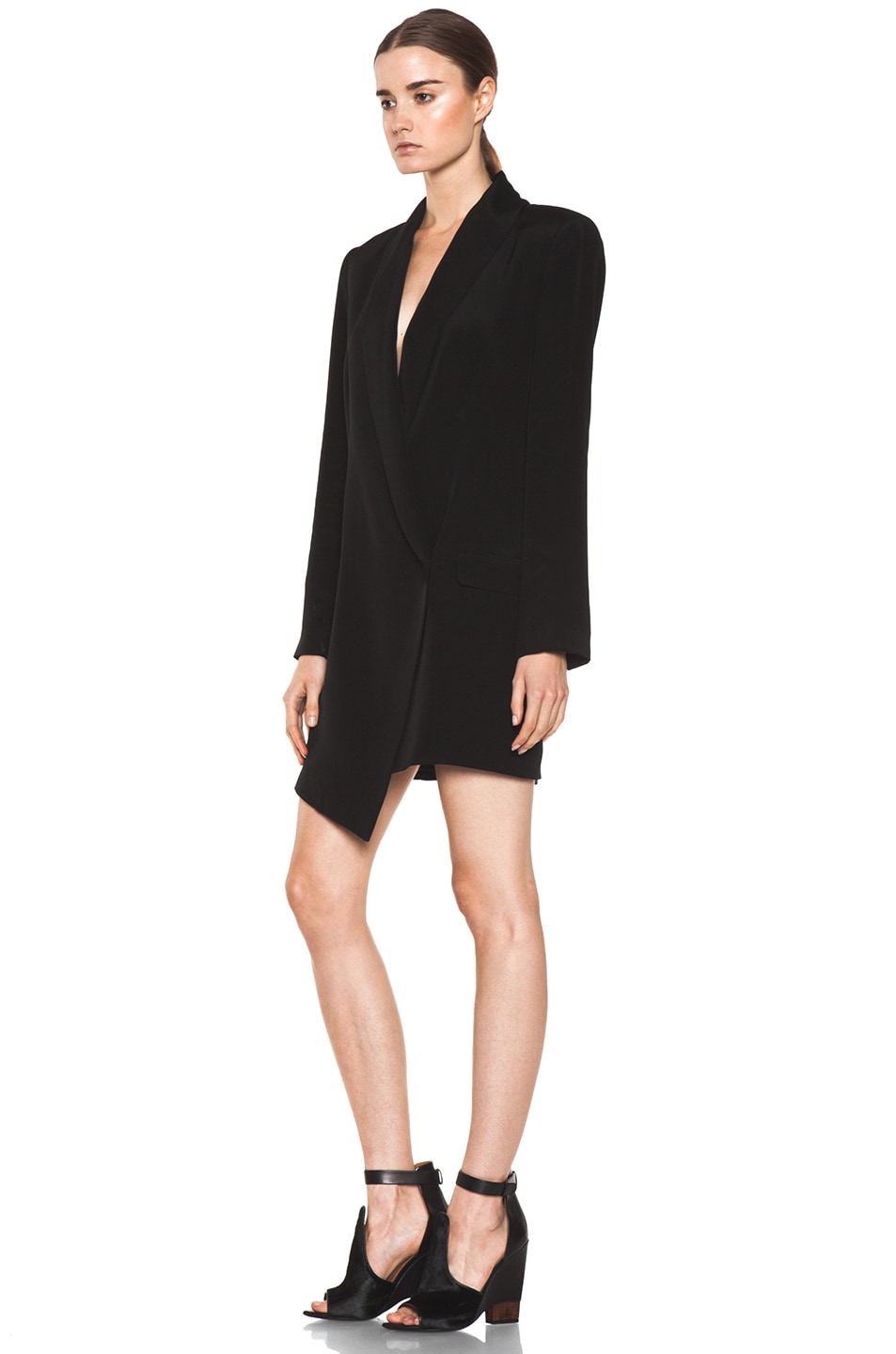 blazer dress with long boots