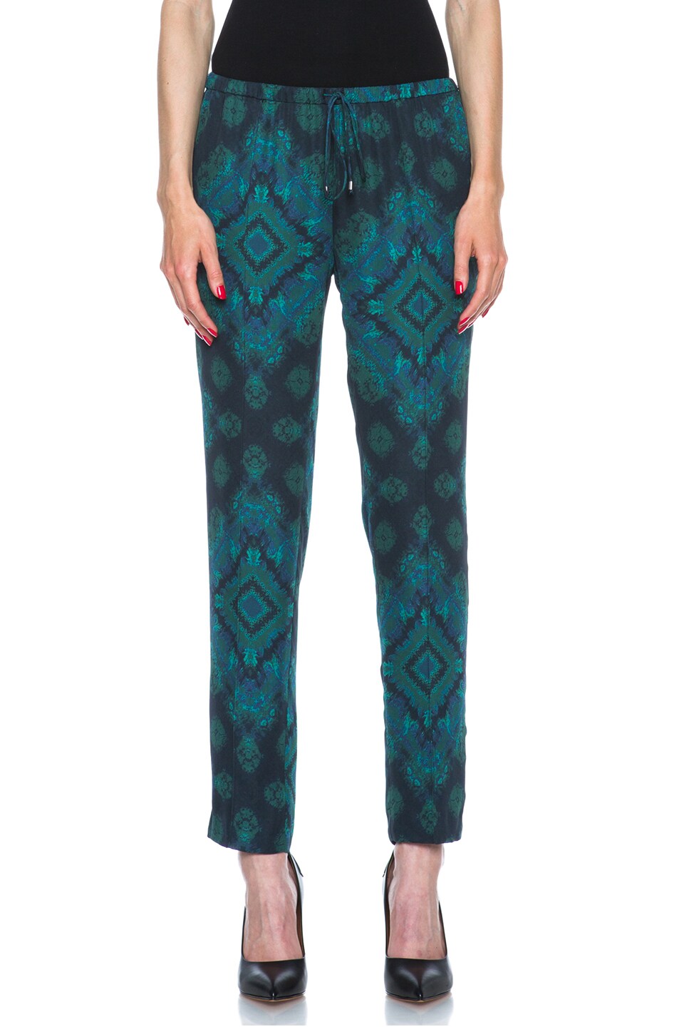 Image 1 of Haute Hippie Slim Slouchy Silk Pant in Blue Multi