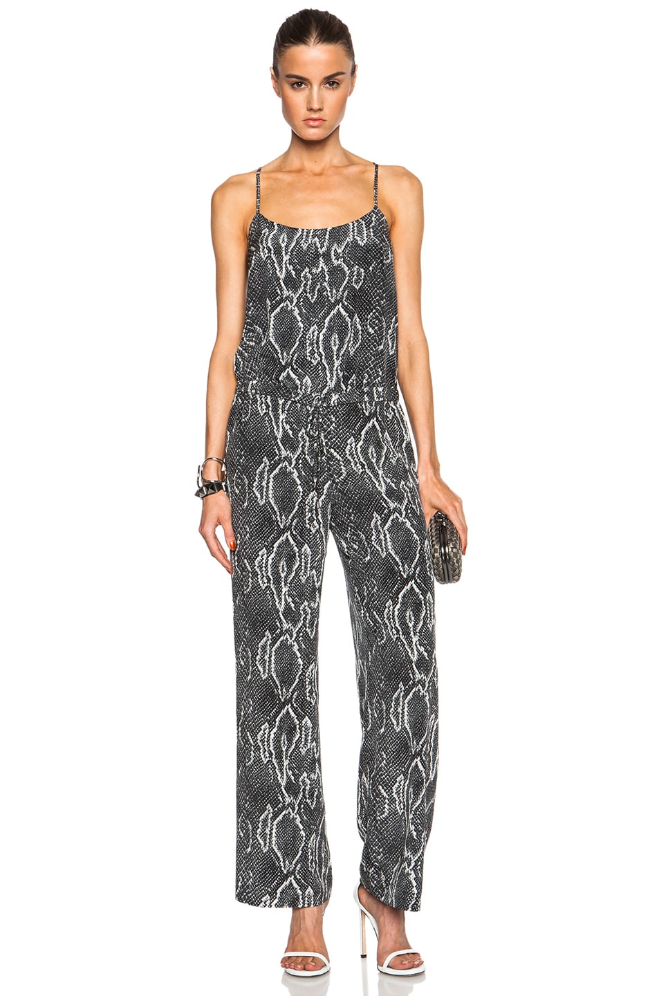 Image 1 of Haute Hippie Sexy Strap Back Jumpsuit in Black & Swan