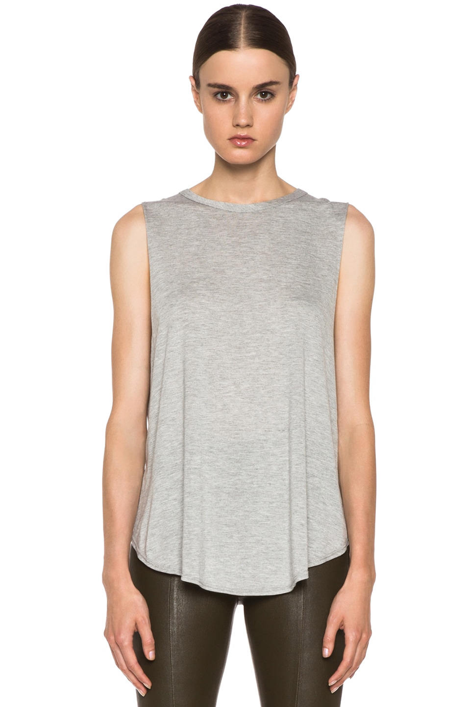 Image 1 of Haute Hippie Tank with Overlapping Back in Light Heather Grey
