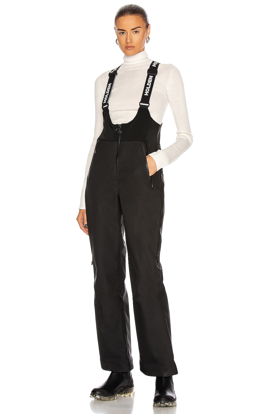 HOLDEN Sadie Bib Jumpsuit in Jet Black | FWRD