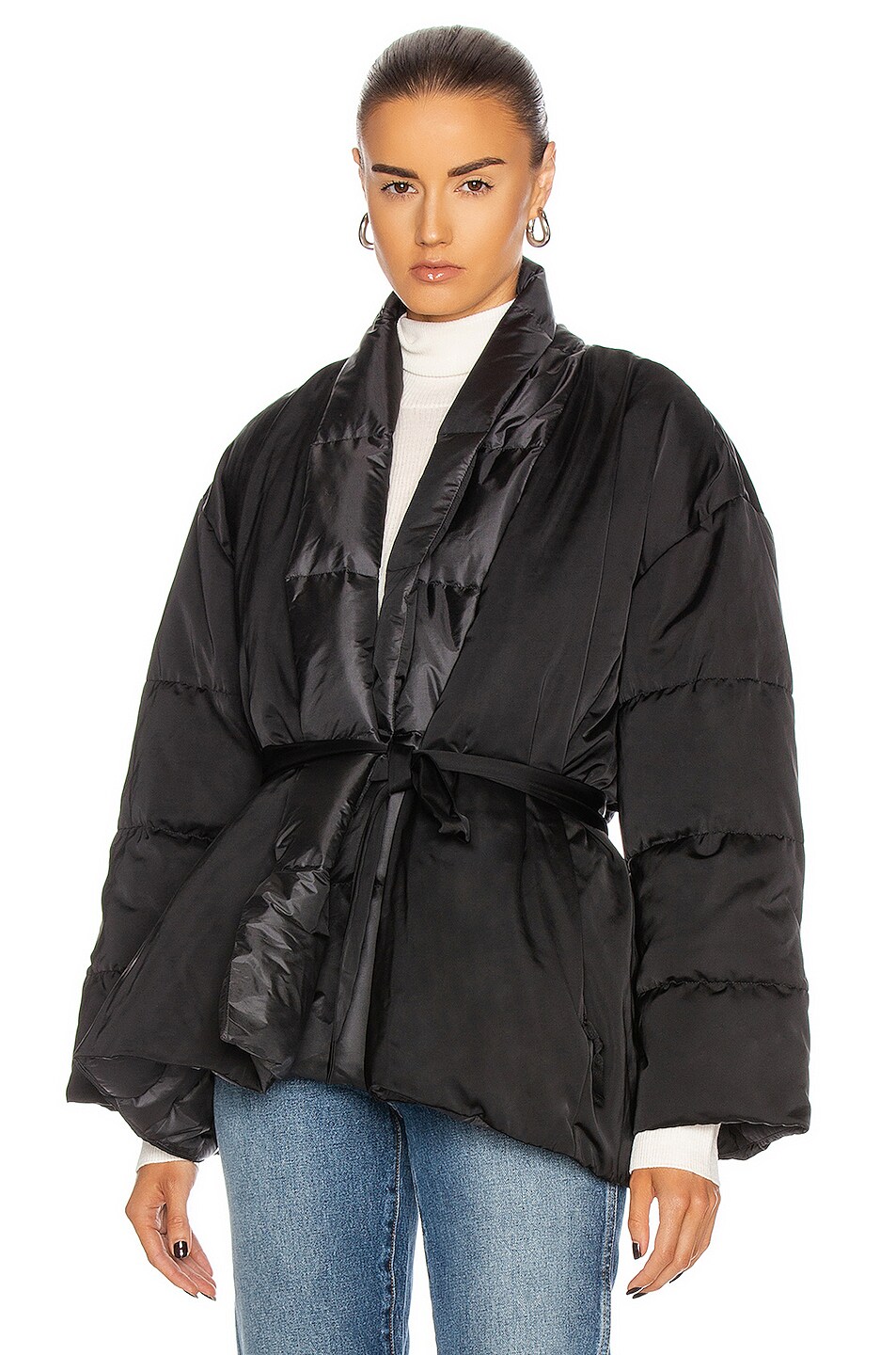 HOLDEN Down Oversized Wrap Jacket in Jet Black | FWRD