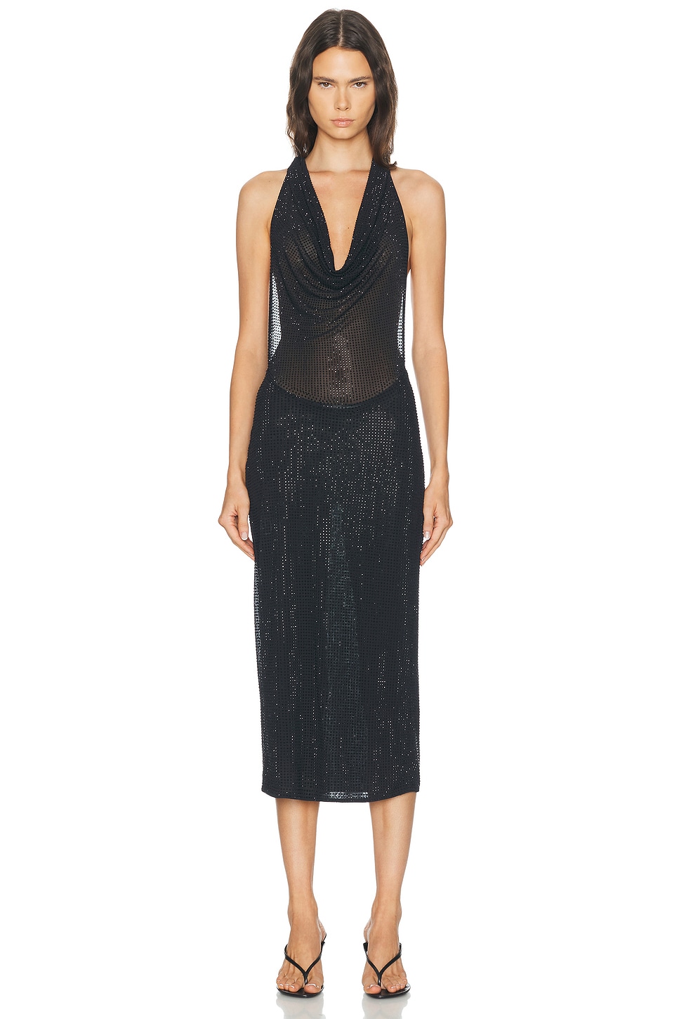 HAELO Layered Cowl Neck Hotfix Dress