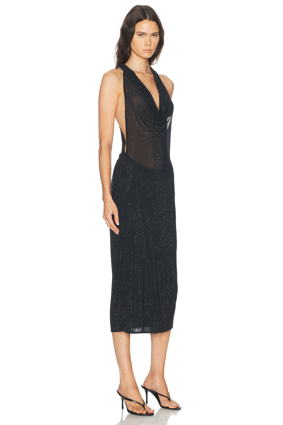HAELO Layered Cowl Neck Hotfix Dress