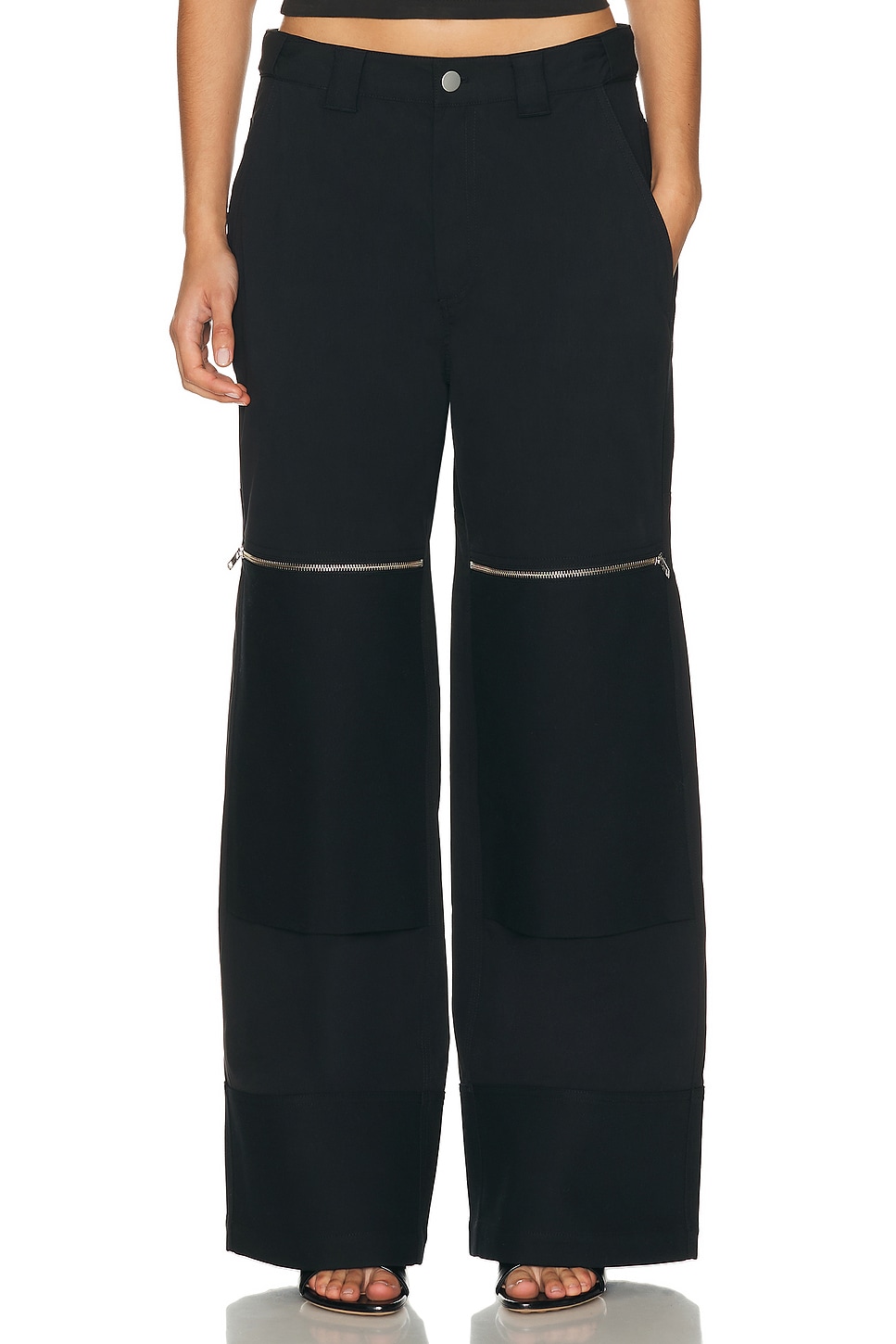 Image 1 of HAELO Flex Waist Zip Cargo Pant in Black