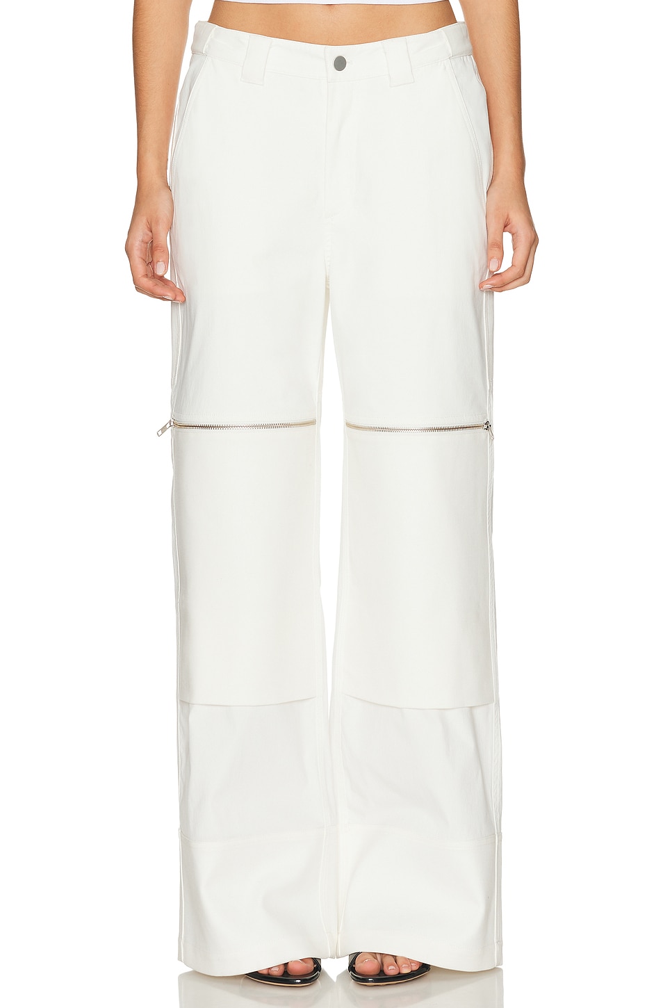 Image 1 of HAELO Flex Waist Zip Cargo Pant in Ivory