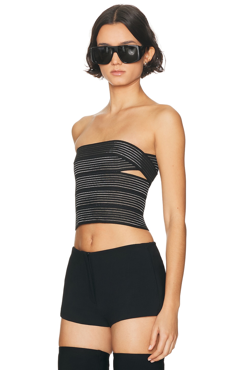 Haelo Elastic Brace Corset Top In Black