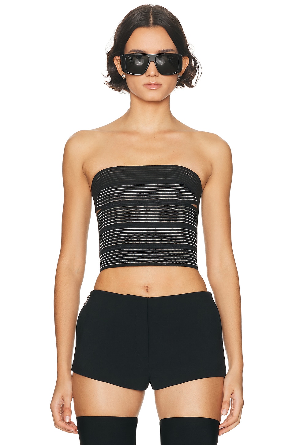 Haelo Elastic Brace Corset Top In Black