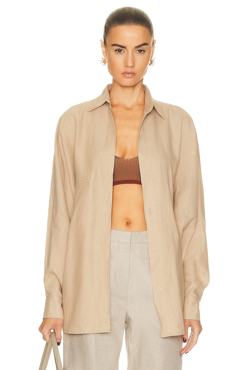 Image 1 of HAIGHT. Oversized Shirt in Beige