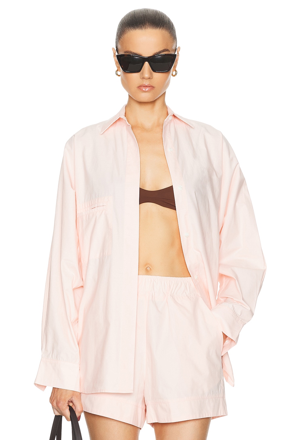 Image 1 of HAIGHT. Oversized Shirt in Soft Pink
