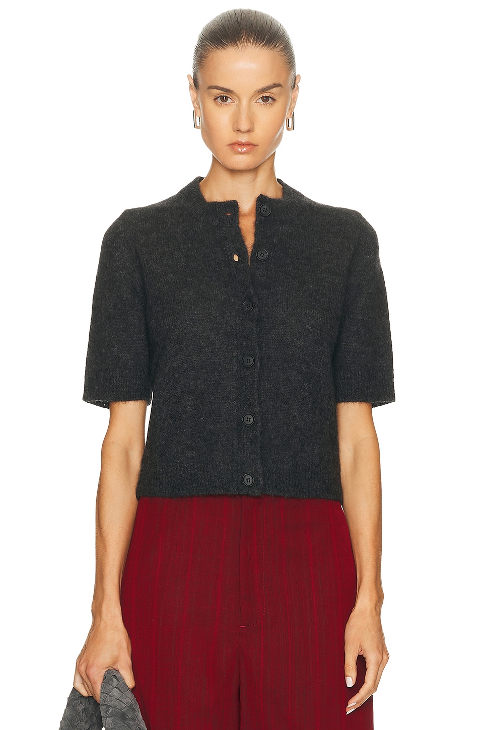 Image 1 of House of Dagmar Brushed Cardigan in Dark Grey Melange