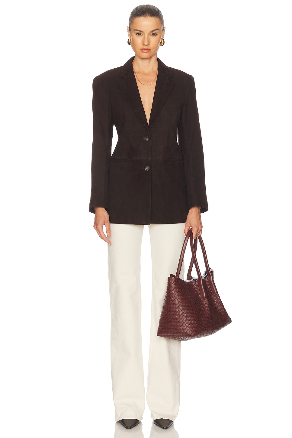 Slim Suede Blazer - Thumbnail 4