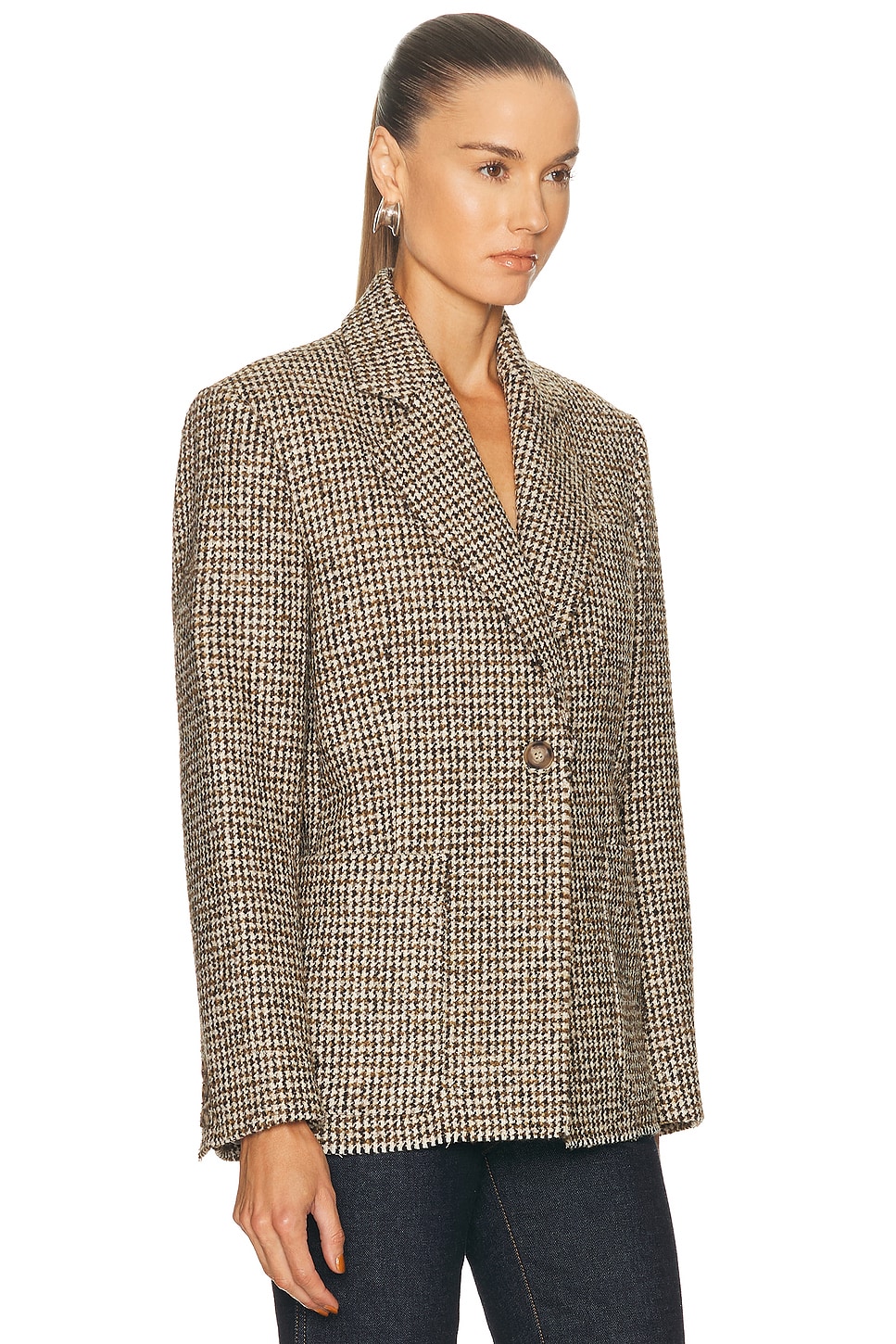 House Of Dagmar Houndstooth Blazer In Brown
