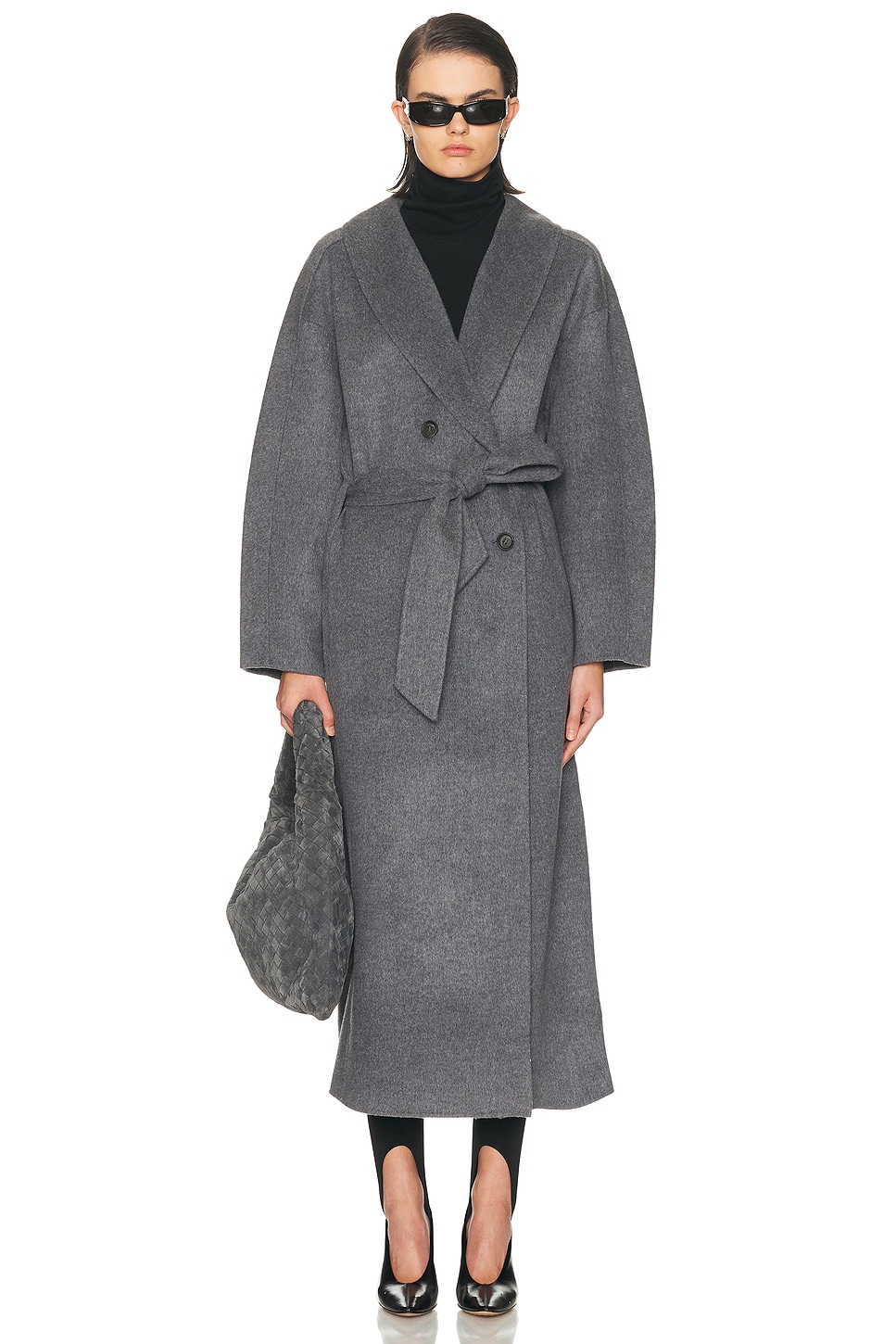 Image 1 of House of Dagmar Relaxed Double Coat in Grey Melange