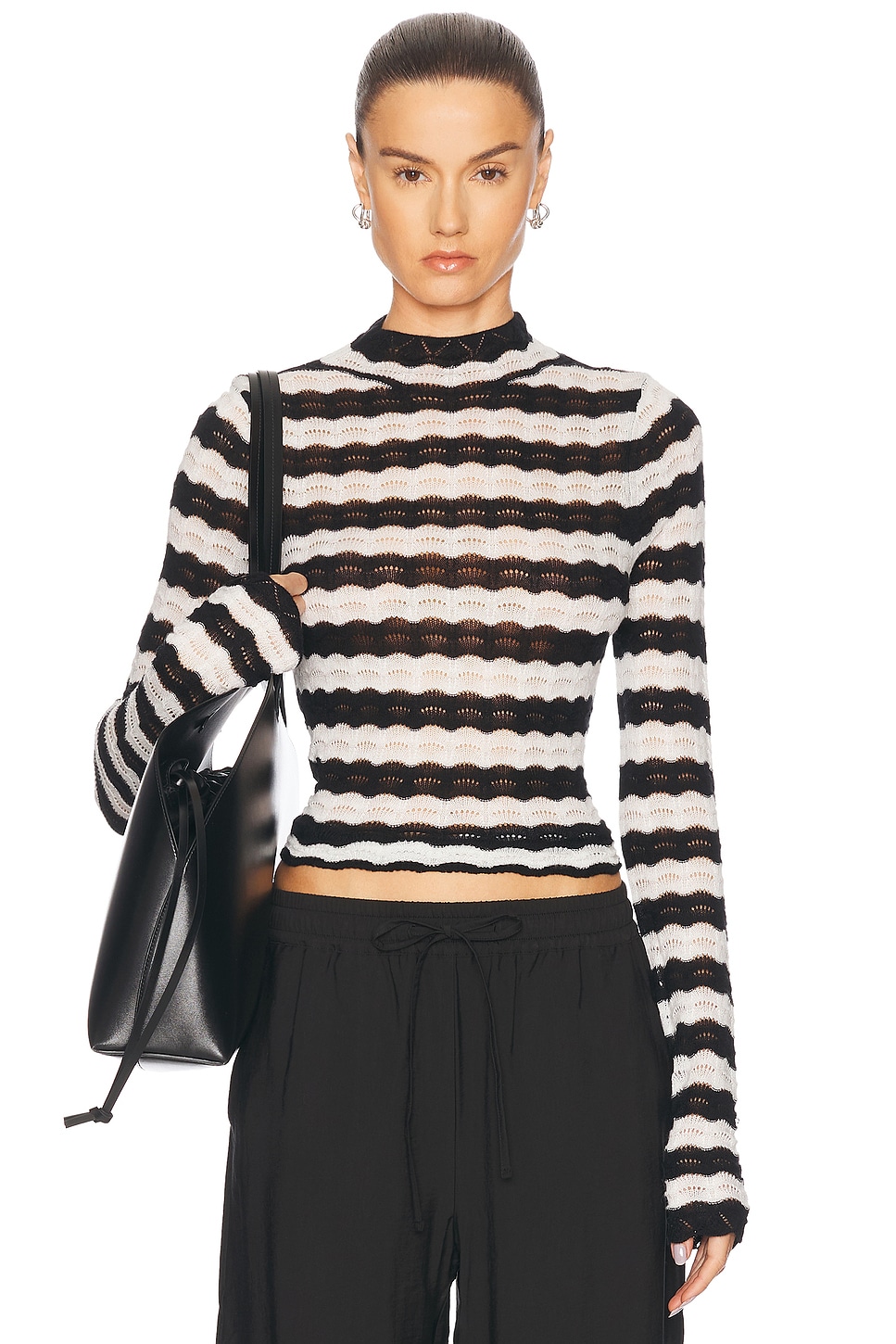 Lace Knit Top in Black