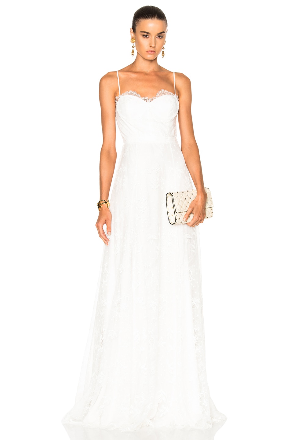 Image 1 of Houghton Katie Lace Slip Dress with Handkerchief Hem in Ivory