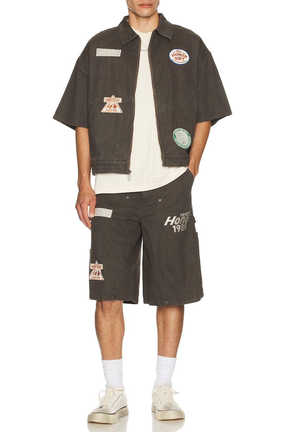 Image 1 of Honor The Gift Twill Carpenter Shorts in Black
