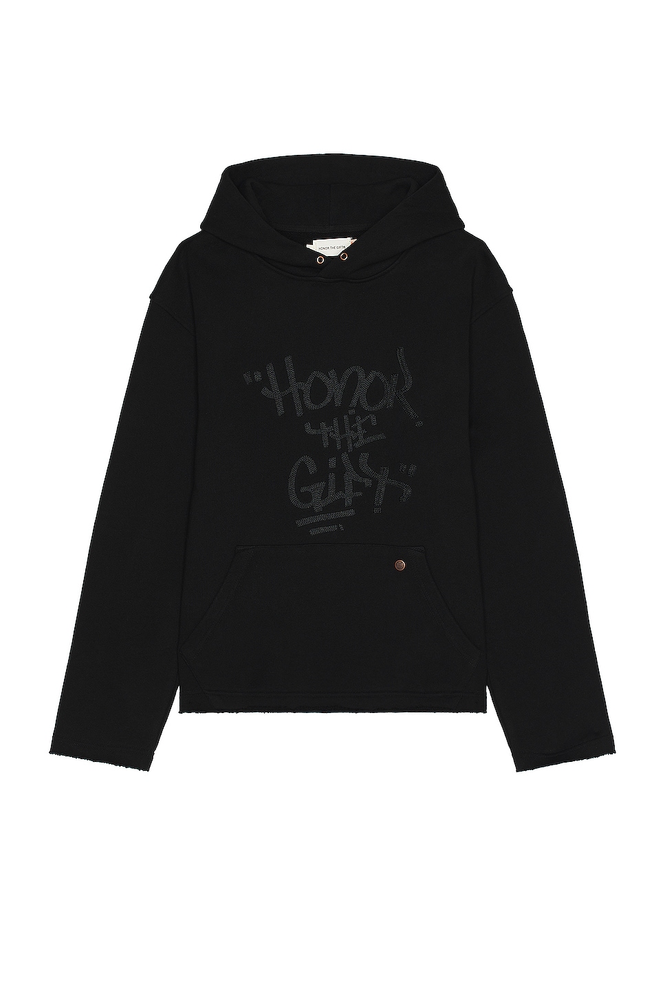 Script Embroidered Hoodie in Black
