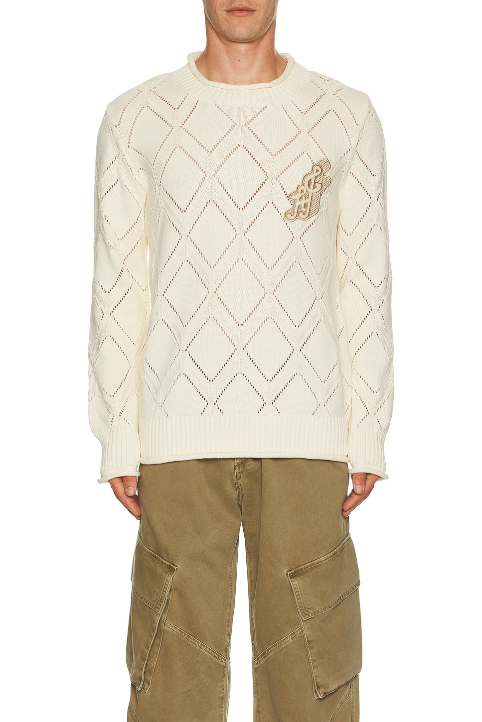 Image 1 of Honor The Gift Diamond Knit Sweater in Cream