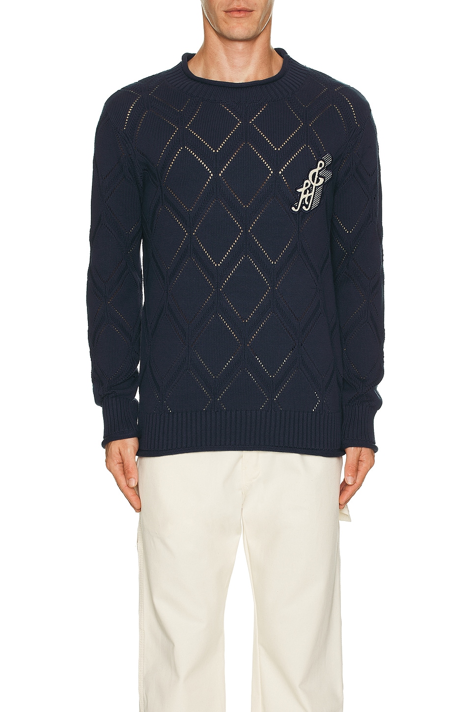Image 1 of Honor The Gift Diamond Knit Sweater in Navy