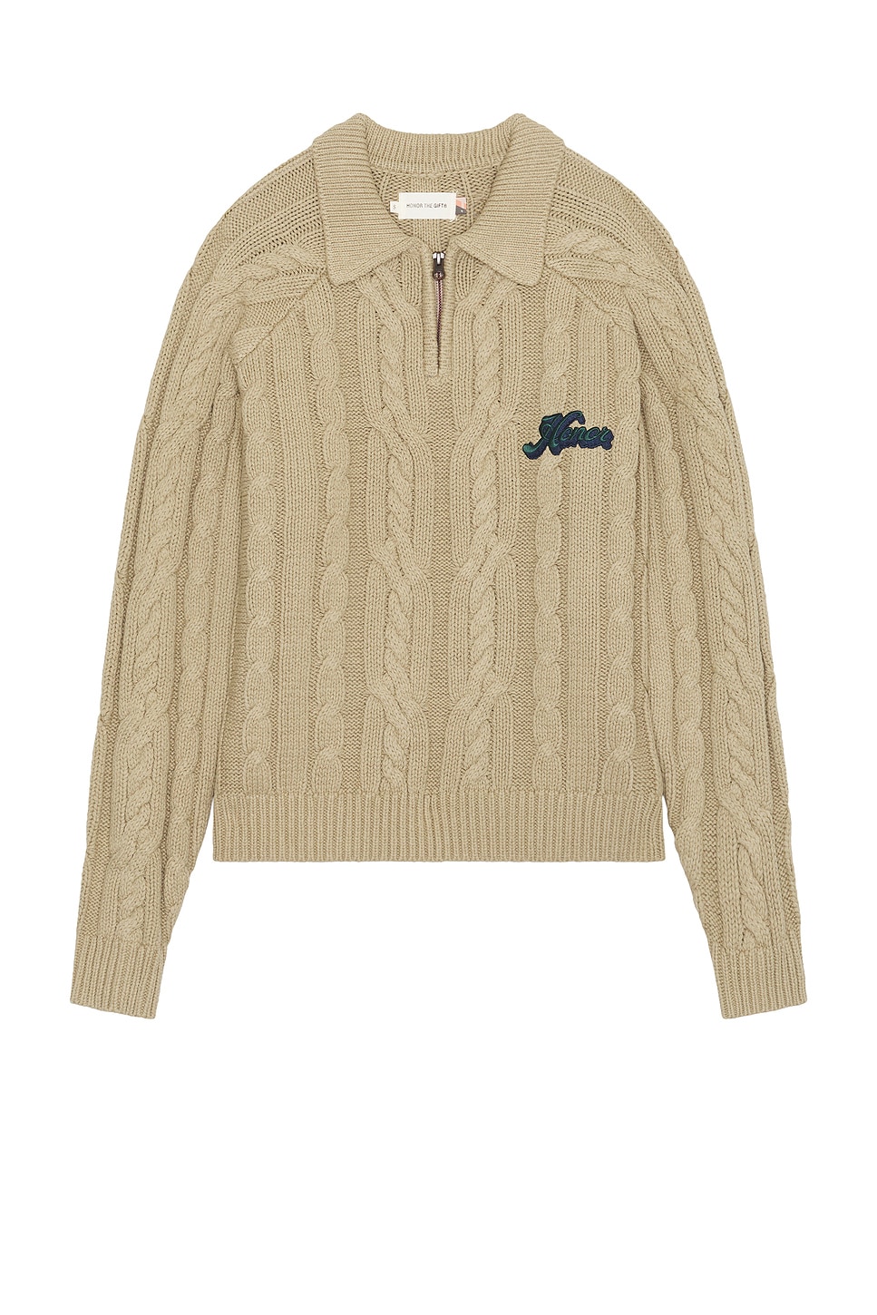 Cable Zip Leisure Henley in Beige