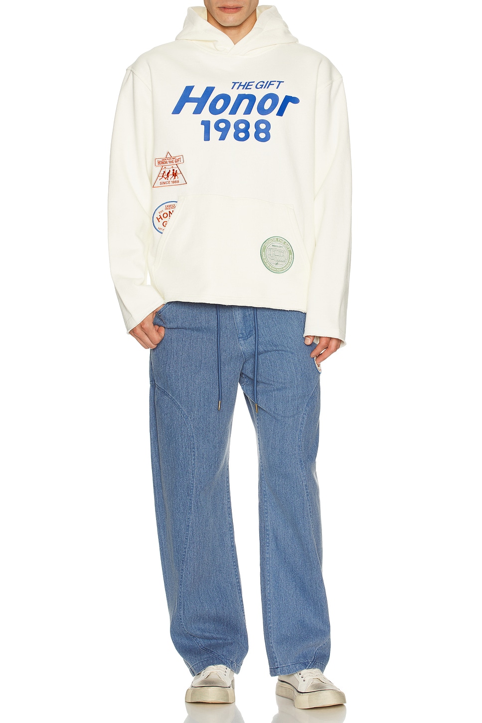 Image 1 of Honor The Gift Patchwork Party Hoodie in Bone
