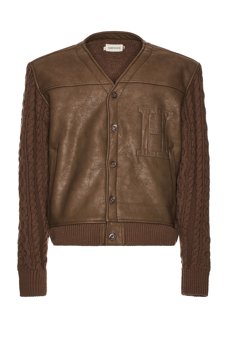 Image 1 of Honor The Gift Vegan Leather Cardigan in Olive
