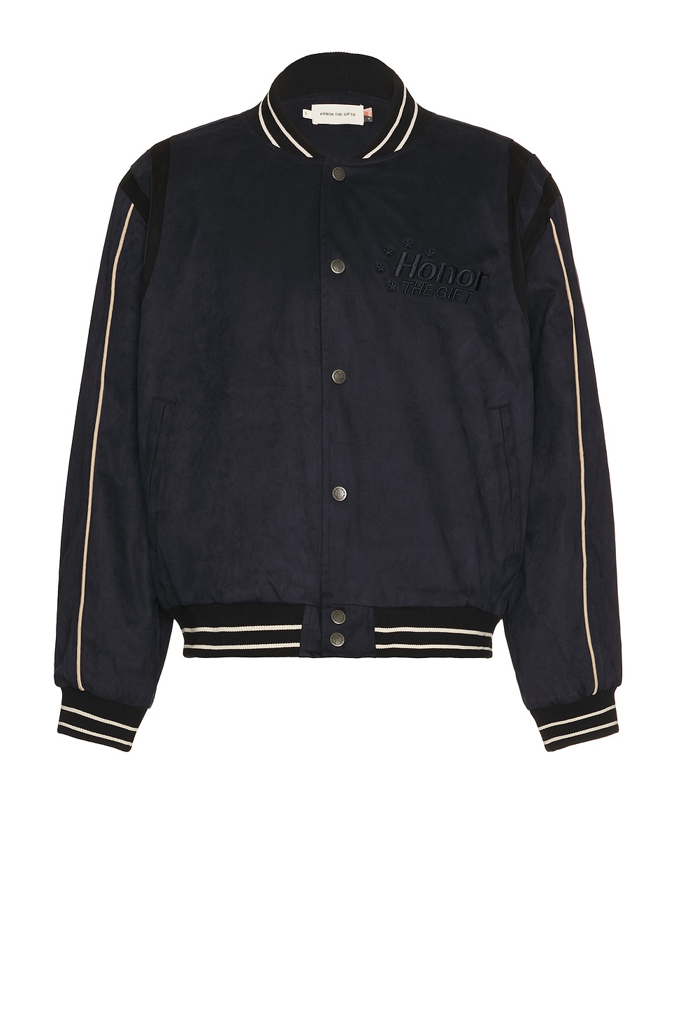 Image 1 of Honor The Gift Oil Head Varsity Jacket in Navy