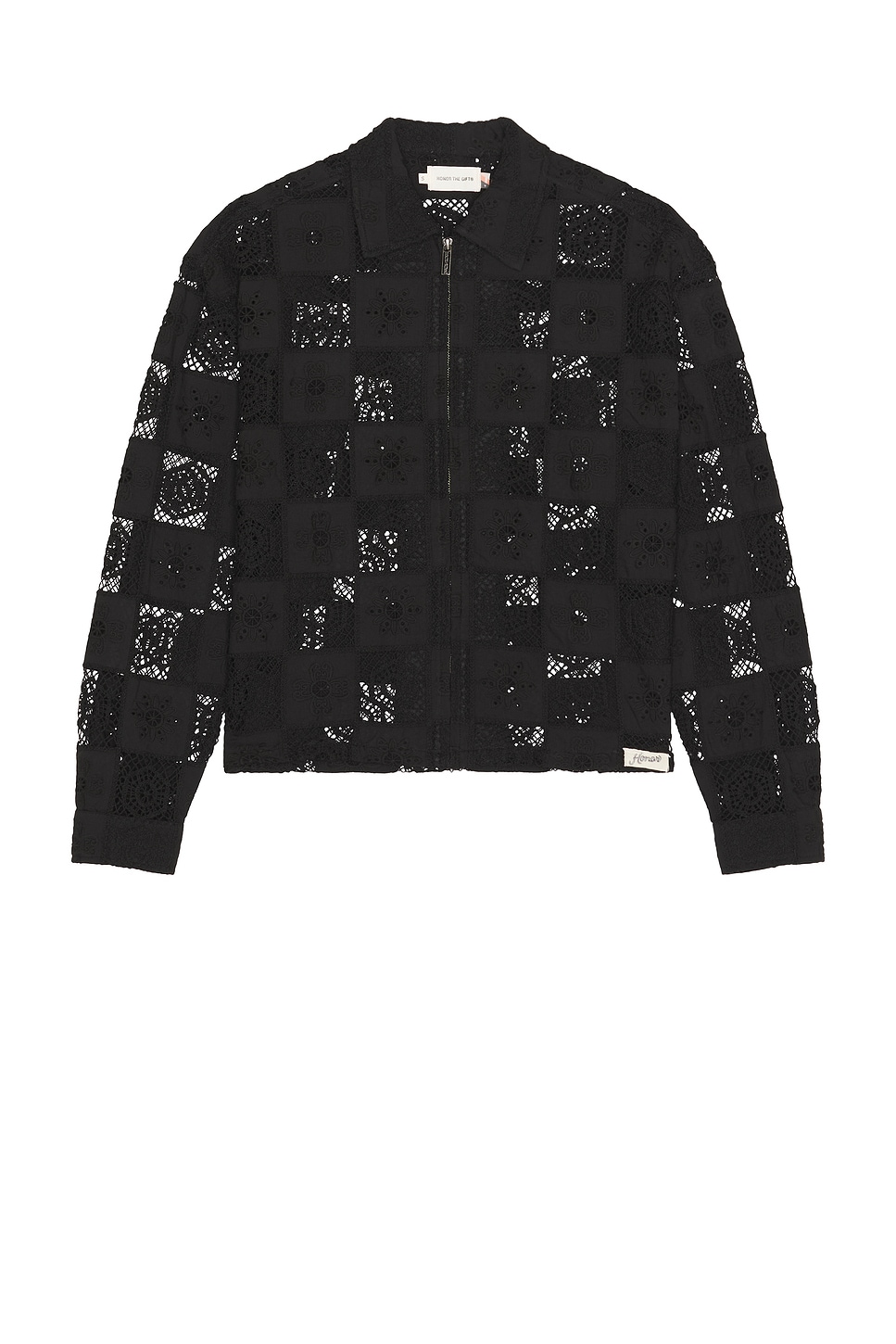 Image 1 of Honor The Gift Crochet Full Zip Jacket in Black