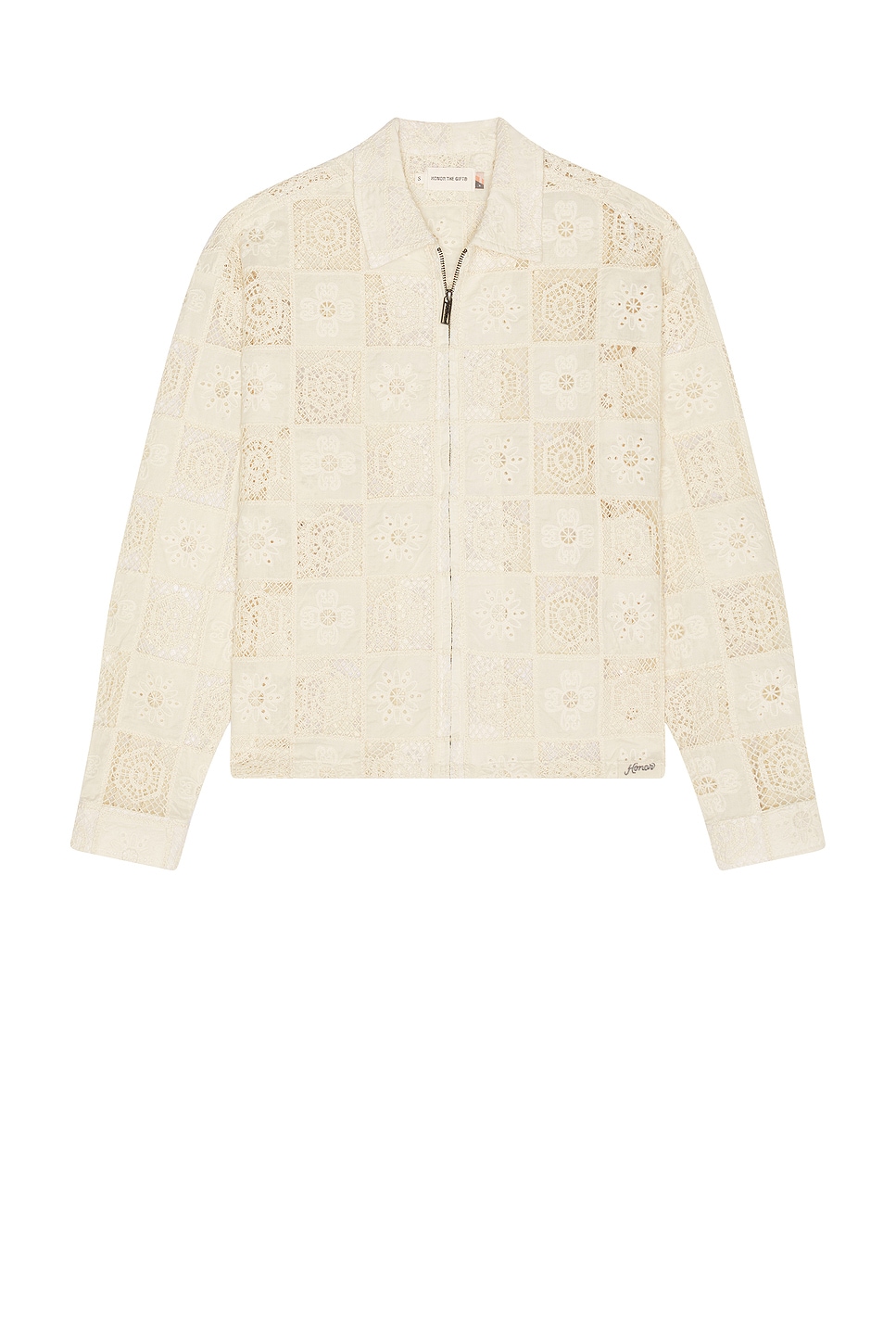 Image 1 of Honor The Gift Crochet Full Zip Jacket in Bone