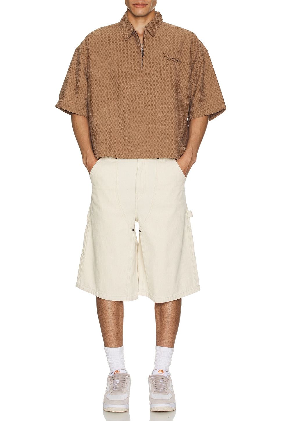 Image 1 of Honor The Gift Quarter Zip Polo in Brown