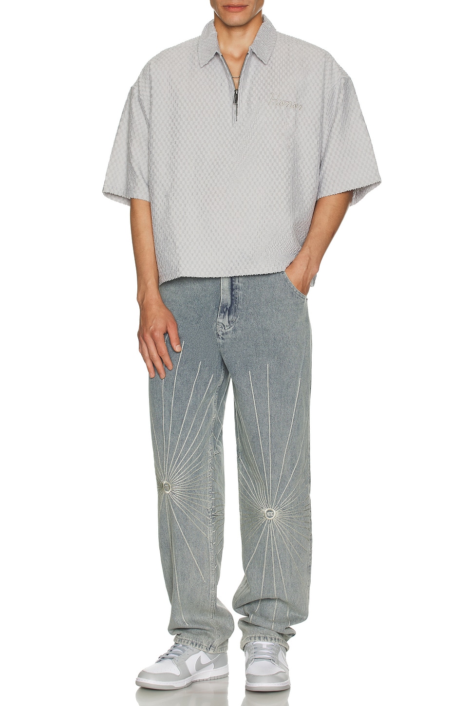 Image 1 of Honor The Gift Quarter Zip Polo in Grey