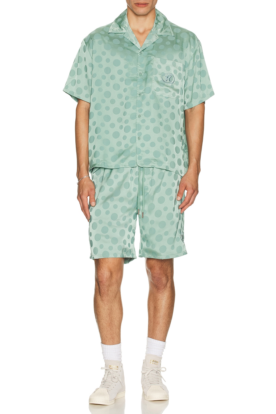Image 1 of Honor The Gift Polka Dot Camp Shirt in Green