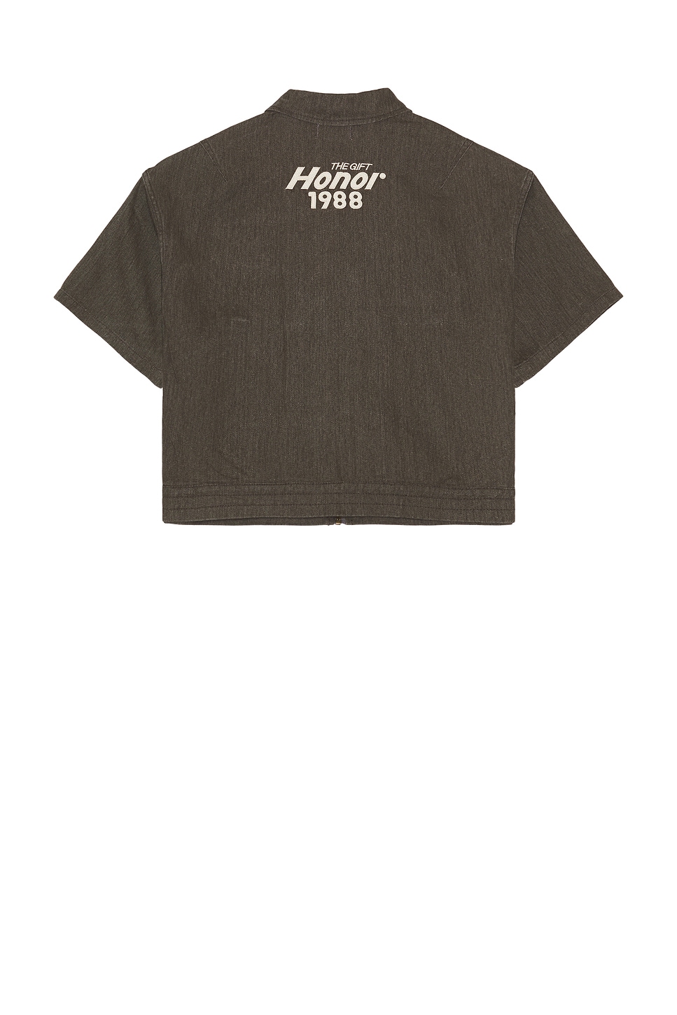 Honor The Gift Mens Black Embroidered-patch Short-sleeve Denim Shirt Xl