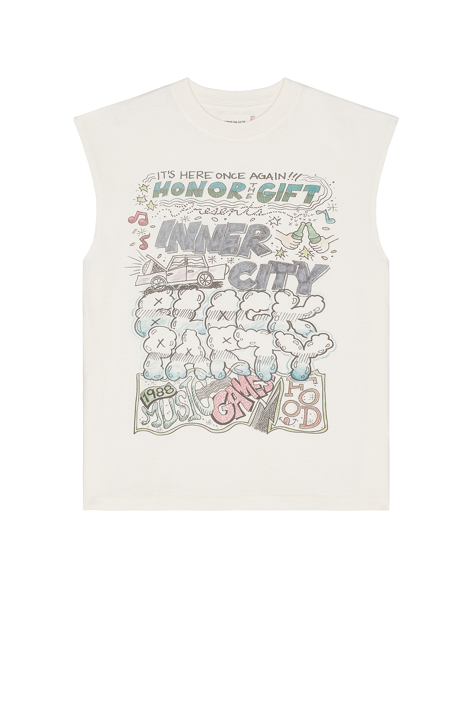 Image 1 of Honor The Gift Block Party Cut Off Tee in Bone