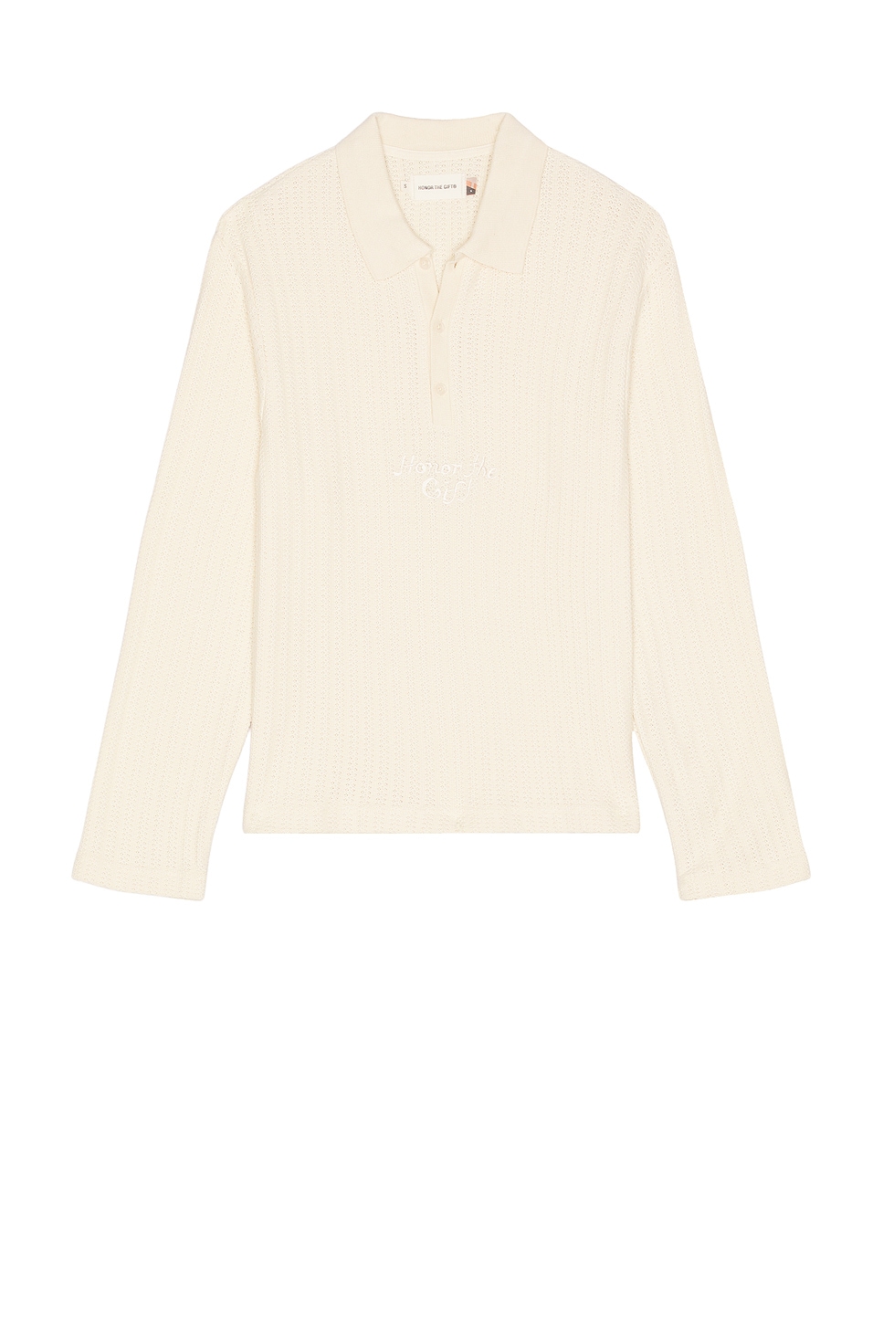 Image 1 of Honor The Gift Long Sleeve Knit Polo in Bone