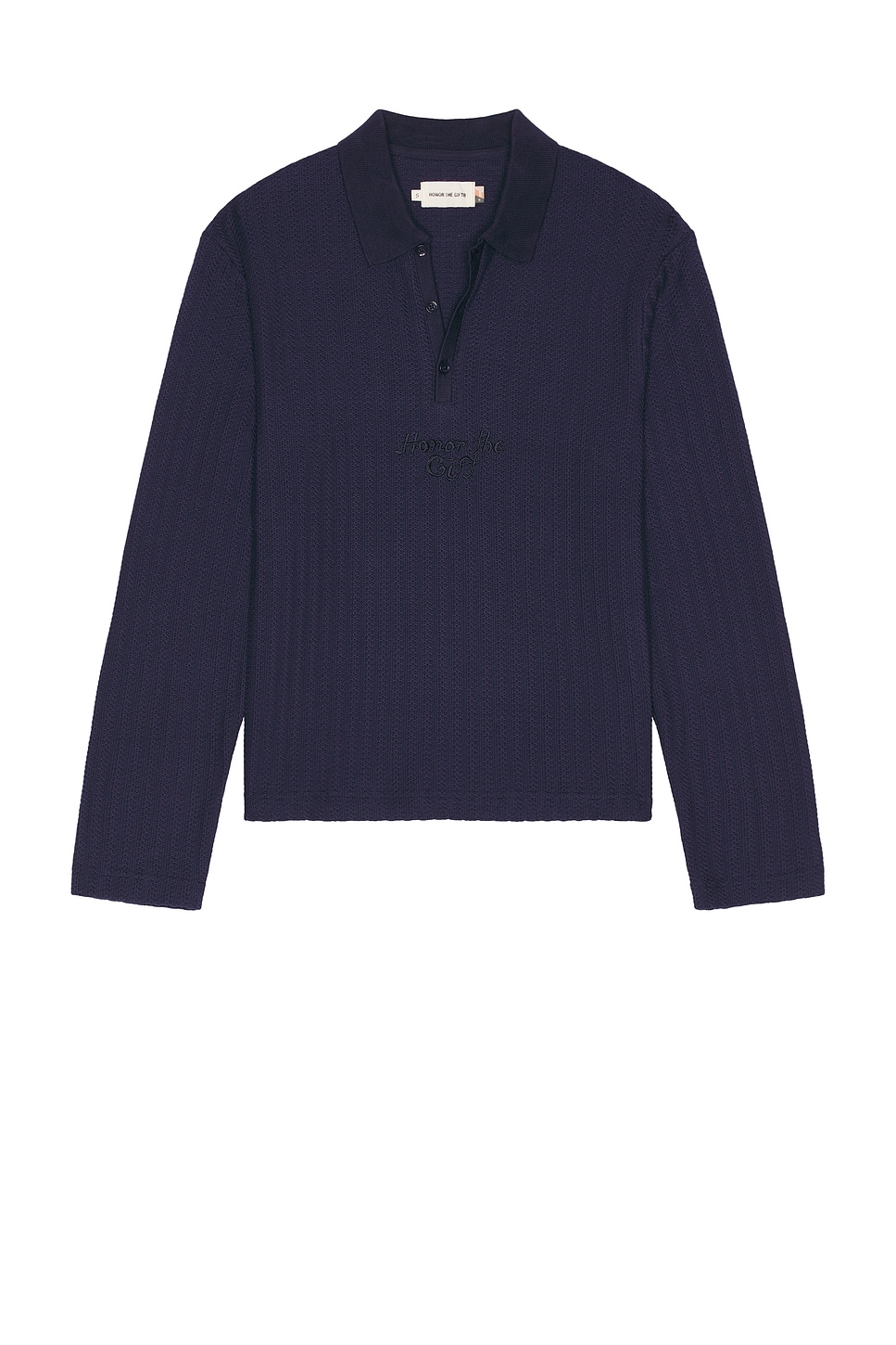 Image 1 of Honor The Gift Long Sleeve Knit Polo in Navy