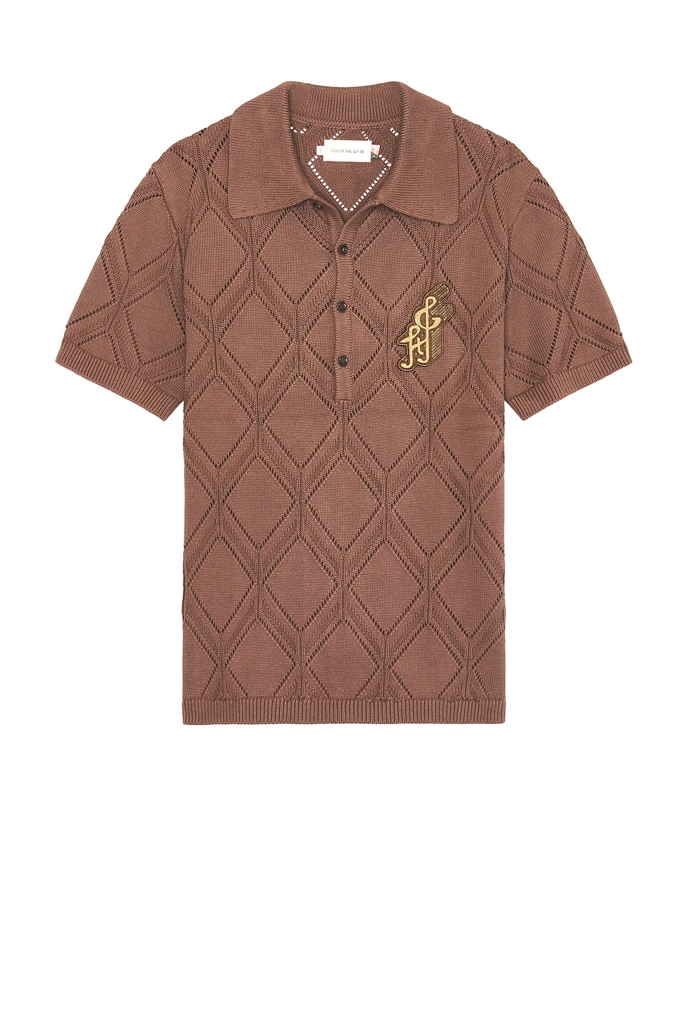 Diamond Knit Polo in Brown