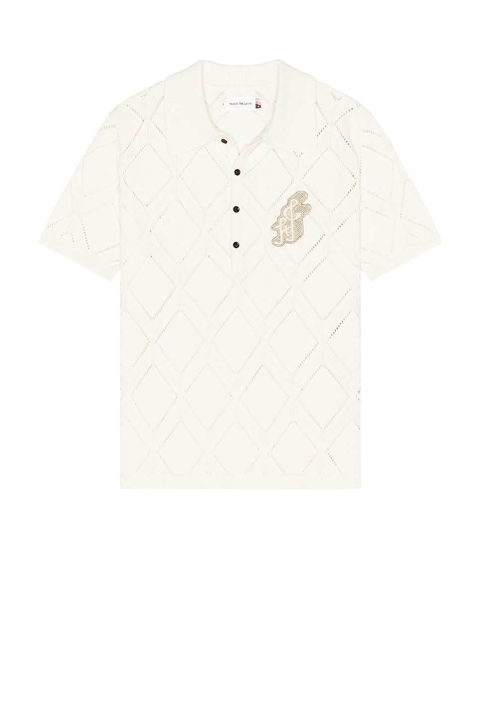 Diamond Knit Polo in Cream