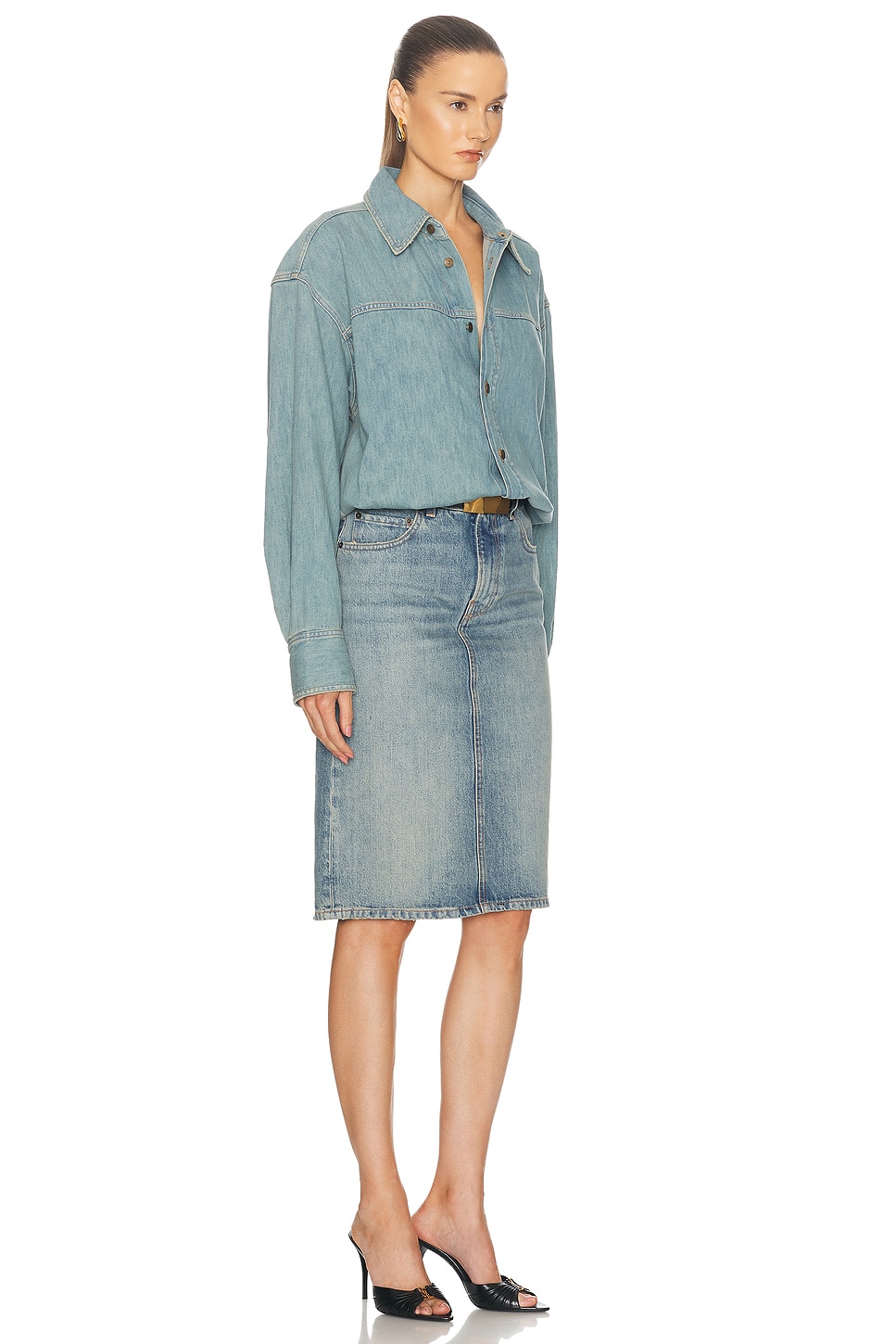 Shop Haikure Joelle Shirt Dress In Blue Tencel