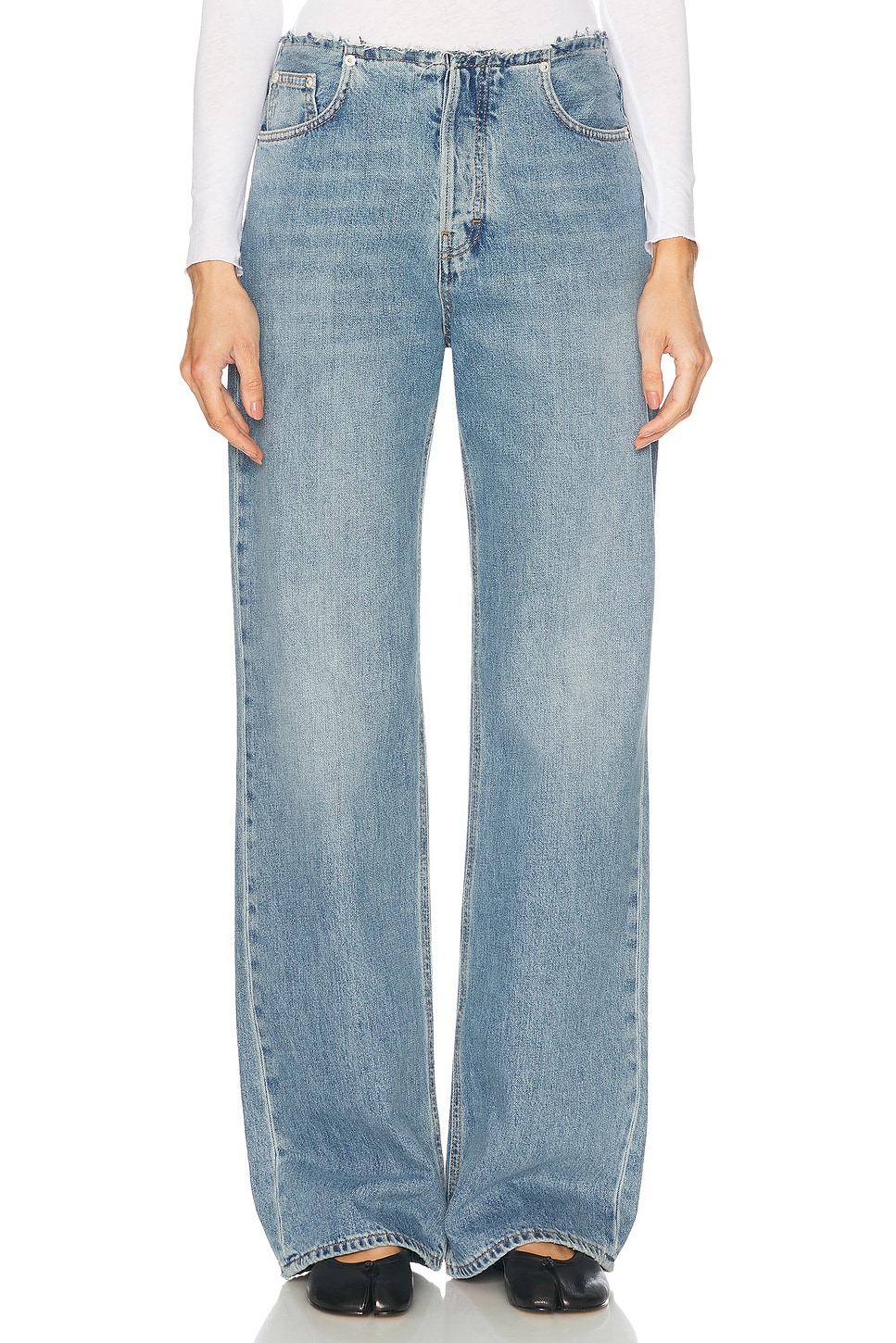 Image 1 of Haikure Korea Waistband Straight Leg in Mediterranean Blue