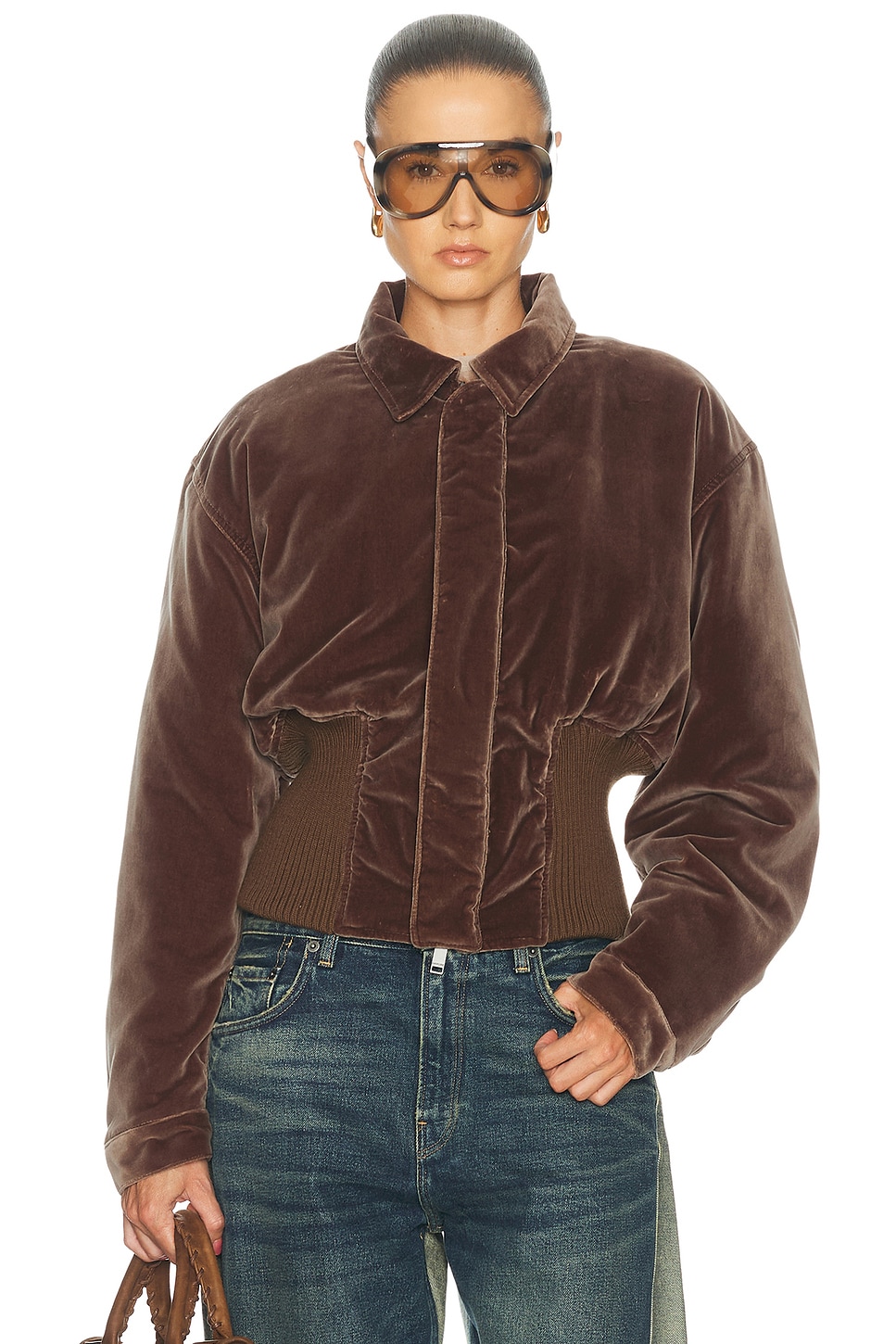 Haikure Vivienne Velvet Jacket in Brown