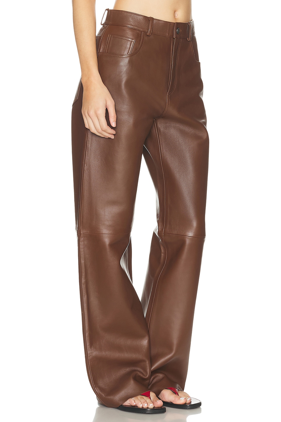 Haikure Belt Loop Casual Pants In Brown