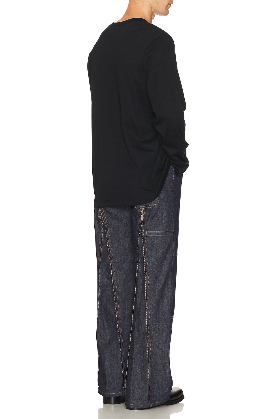 Image 1 of Helmut Lang Zip Carpenter Jeans in Undone Indigo in Raw Indigo