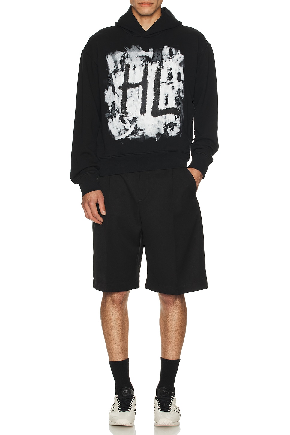 Image 1 of Helmut Lang Scribble 2 Hoodie in Black & White