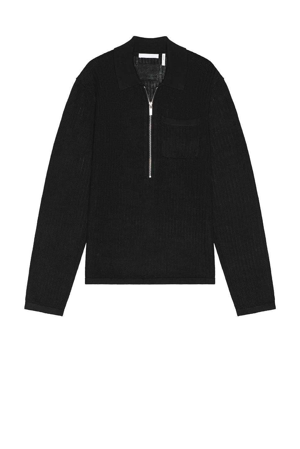 Long Sleeve Zip Polo in Black