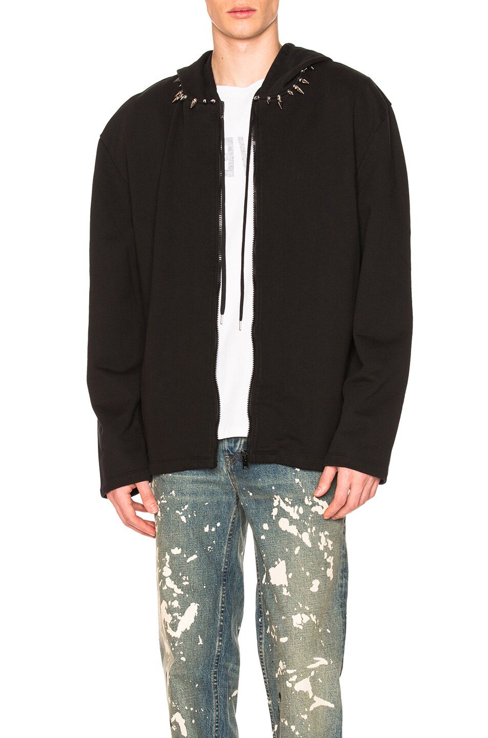 Image 1 of Helmut Lang Re-Edition Stud Collar Hoodie in Black